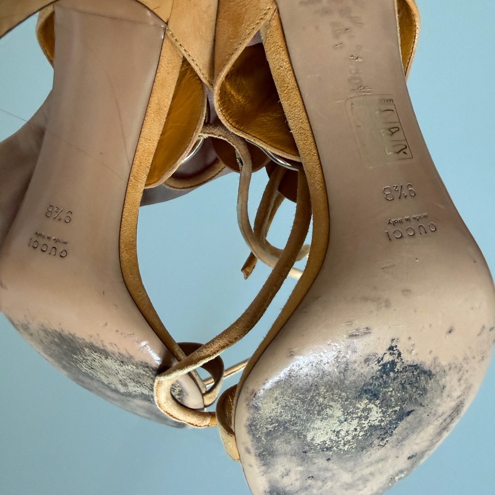 Gucci Mustard Suede Women’s Slingback Heels Sandals - Picture 5 of 5